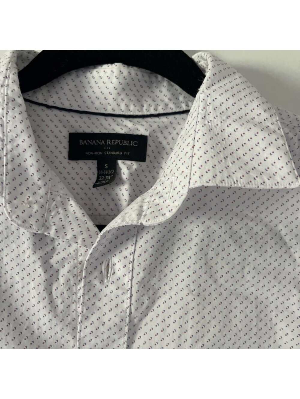 Banana Republic Non-Iron Men’s White Patterned Long Sleeve Shirt Sz Small